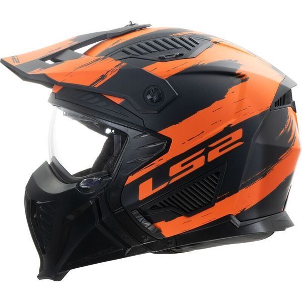 Шолом LS2 OF606 DRIFTER MUD MATT BLACK ORANGE AK366062351-S фото
