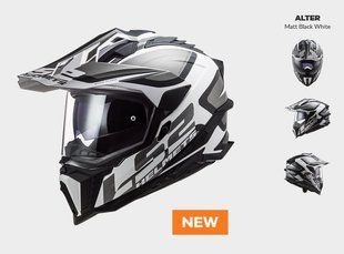 Шолом Enduro LS2 MX701 Explorer Alter Matt Black White AK407012102-XS фото