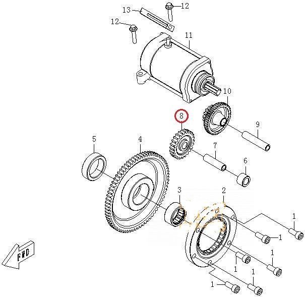 Мала шестерня стартера для квадроцикла CFMoto 500 / 600 / 625 (2011-2016) 0180-091002 фото